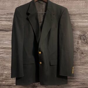 Austin Reed Exclusive Classic Black Blazer with Gold Buttons Sz 43R Flaw